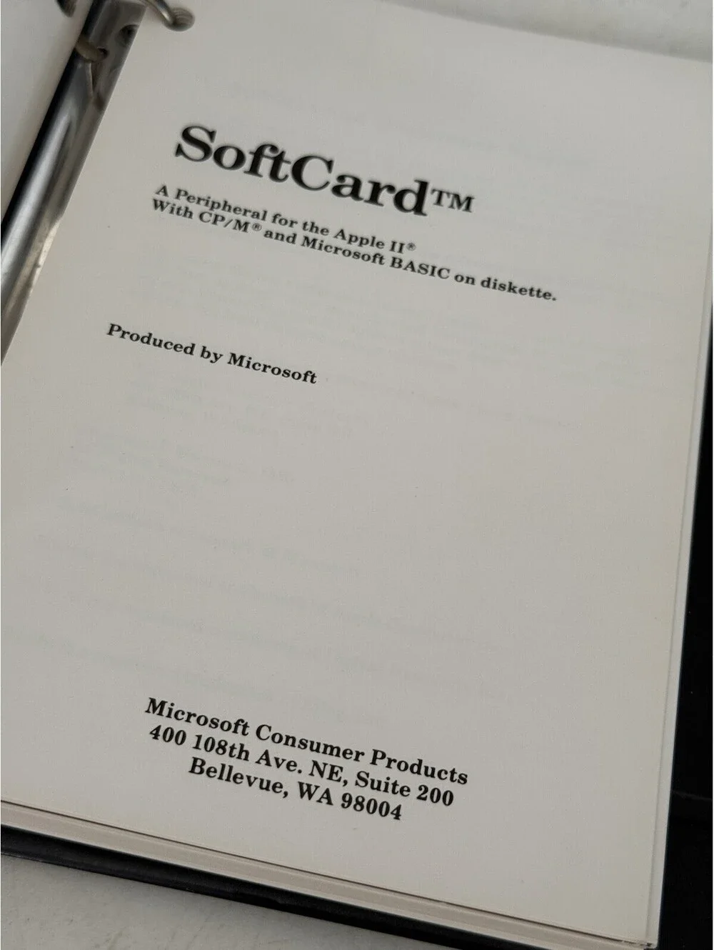 MICROSOFT SOFTCARD MANUAL VOLUME II FOR APPLE II COMPUTER CP/M INTEL Z80 RARE!!